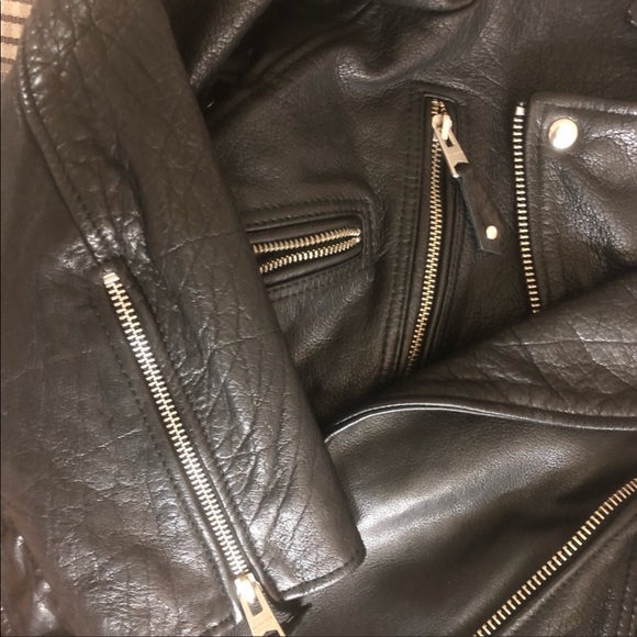 All Saints Leather Motorcycle Jacket with silver hardware - Picture 8 of 8